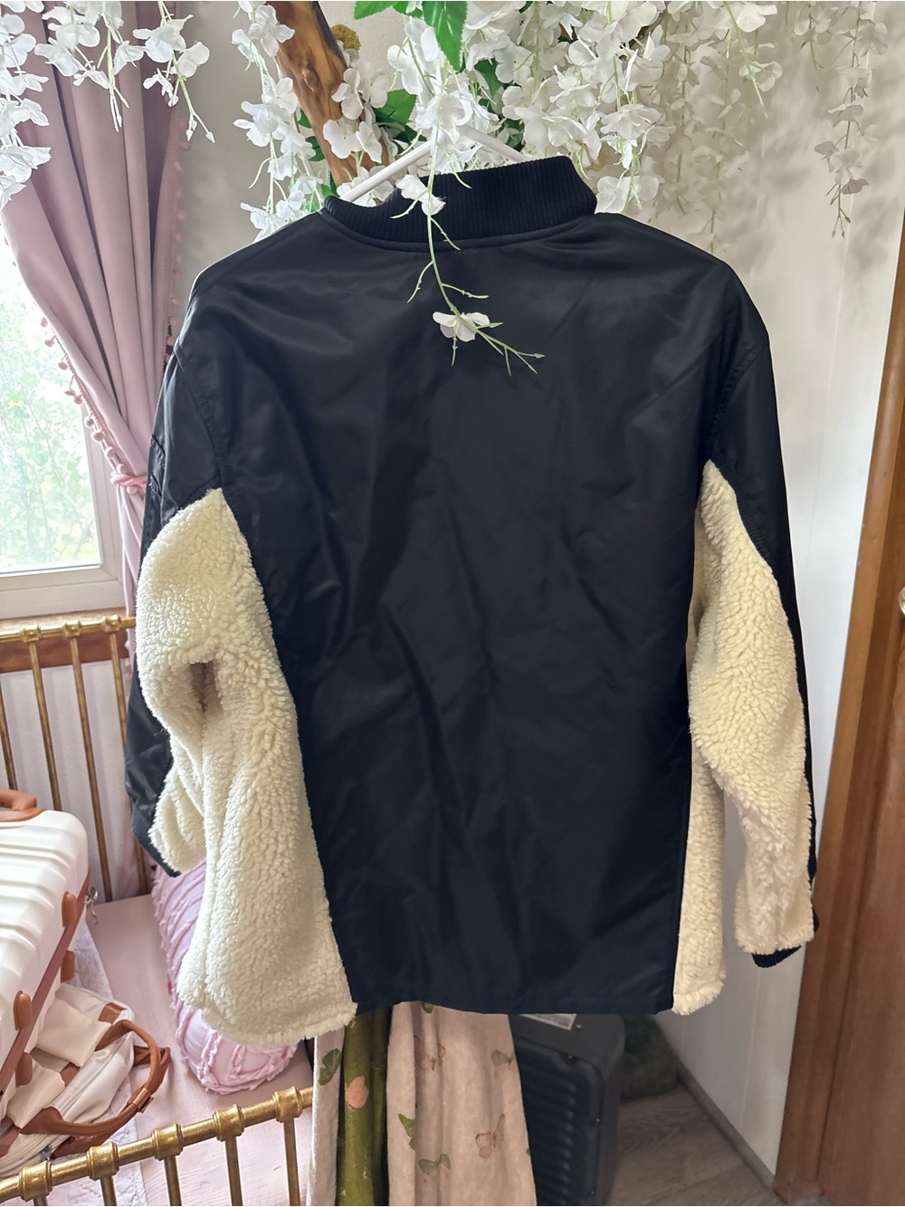 CAbi Charisma Black Bomber Jacket with Cream Sherpa Trim - Picture 7 of 9